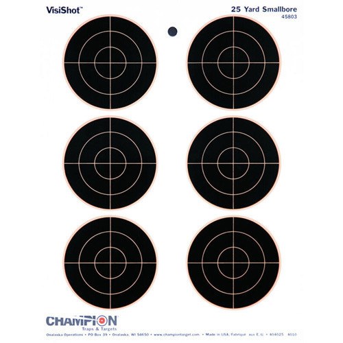 Champion VisiShot Bullseye Paper Hanging 25 Yard Small Bore Rifle 8.50" x 11" - 45803