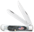 Case Trapper Stars & Stripes Mini Folding Plain Edge 2.70" Clip Point/2.80" Spey, Mirror Polished Carbon Steel Blade, Jigged Gray Bone Handle, American Flag Shield