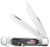 Case Stockman Stars & Stripes Medium 2.57"/1.88"/1.71" Folding Clip Point/Pen/Sheepsfoot Plain Mirror Polished Tru-Sharp SS Blade, Sawcut Jig Gray Bone Handle, American Flag Shield