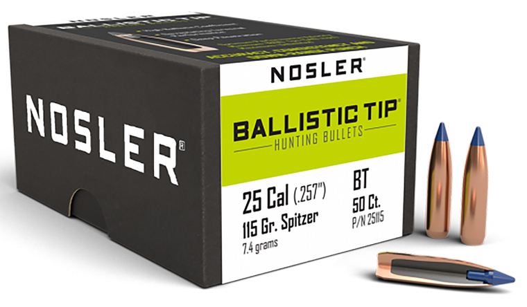 Nosler Ballistic Tip 25Cal 115gr Spitzer Point