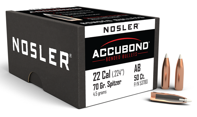 Nosler AccuBond 22Cal 70gr Spitzer Point 50/Box