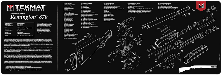 TekMat Remington 870 Cleaning Mat Black/White Rubber