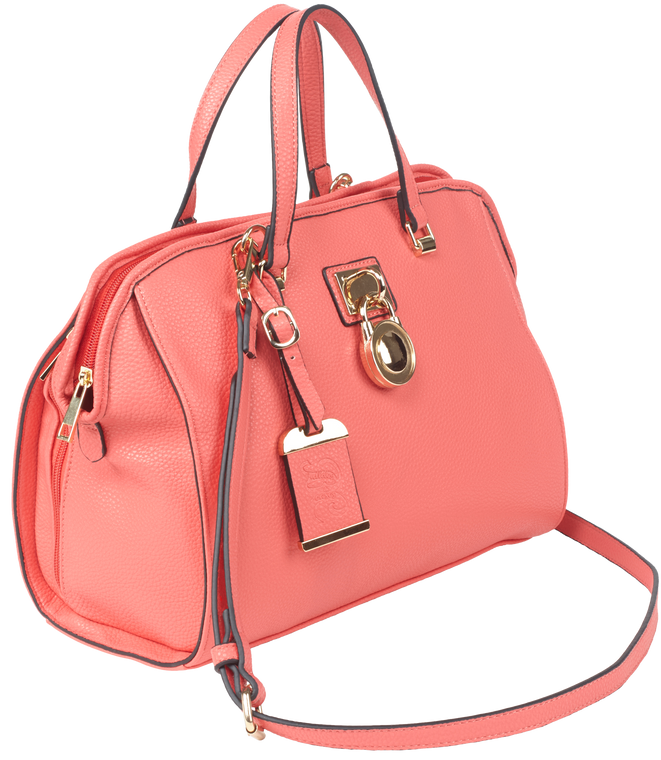 Bulldog Satchel Purse w/Holster Coral Leather Most