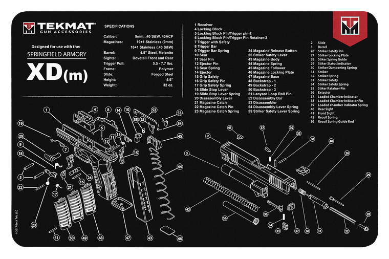 TekMat Springfield Armory XDm Cleaning Mat Black/White