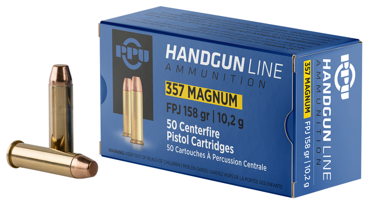 PPU Handgun 357Mag 158gr Flat Point Jacketed