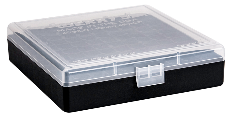 Berry's Ammo Box 40S&W/45ACP Clear/Black Polypropylene 100rd