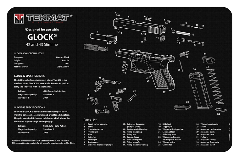TekMat Glock 42/43 Ultra 20 Cleaning Mat