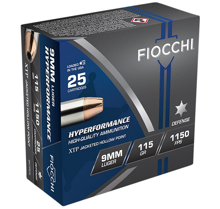 Fiocchi Hyperformance 9mmLuger 115gr Hornady XTP Hollow