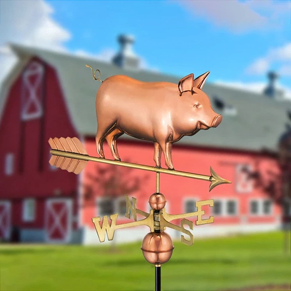 Country Pig Copper Weathervane Outside