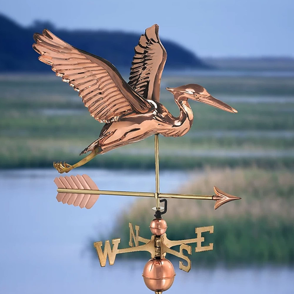Blue Heron Copper Weathervane With Arrow Outside