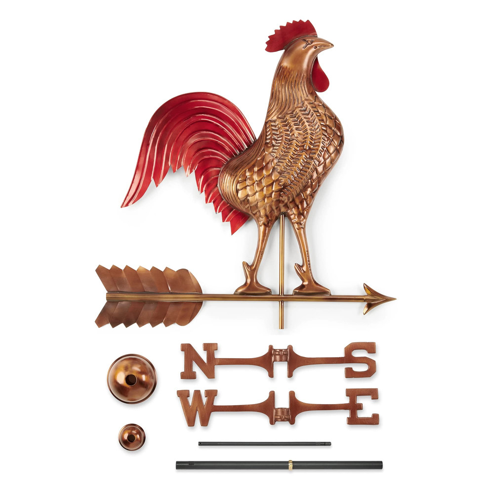 Barnyard Rooster Jumbo Multi-Color Patina Copper Weathervane Components