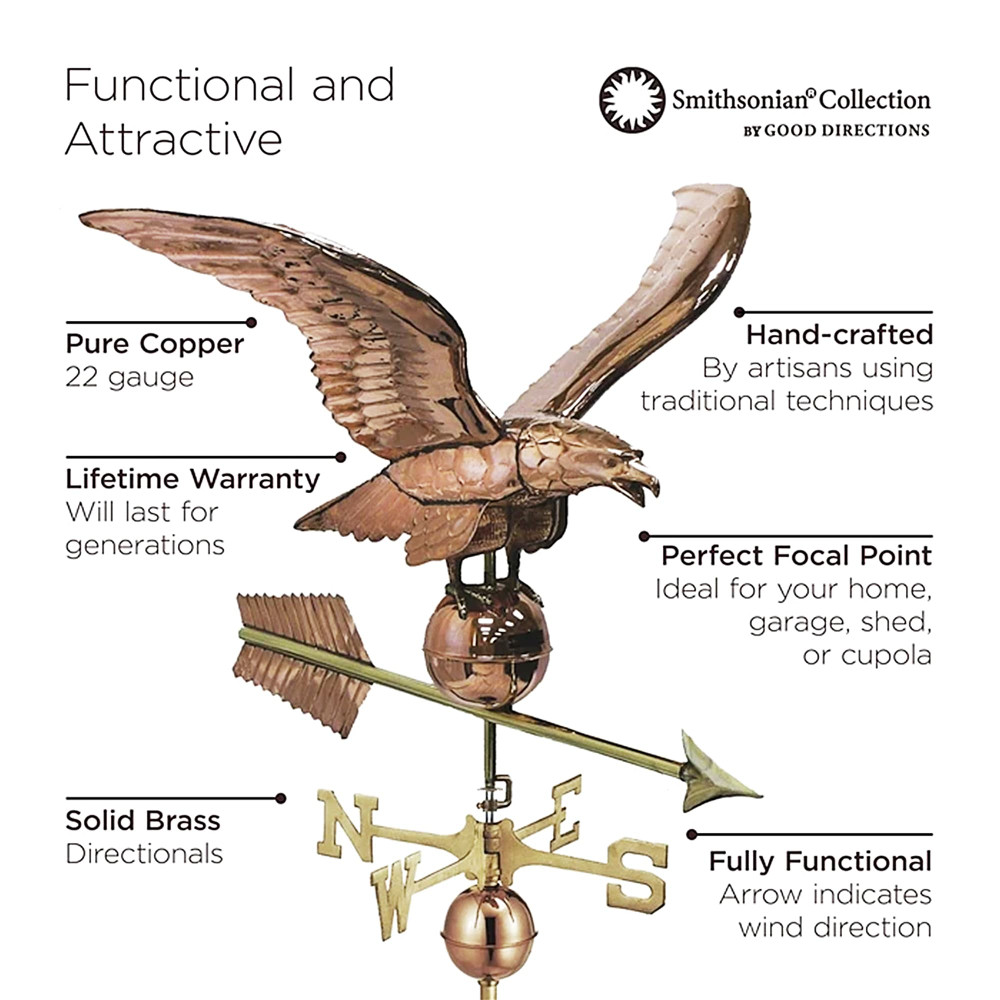 Smithsonian Eagle Jumbo Copper Weathervane Details