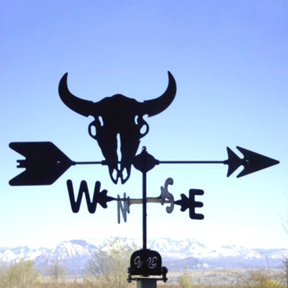 Buffalo Skull Silhouette Steel Weathervane