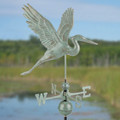 Graceful Blue Heron Verde Patina Copper Weathervane Outside