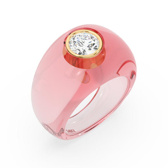 Crystal Rose Dome Ring