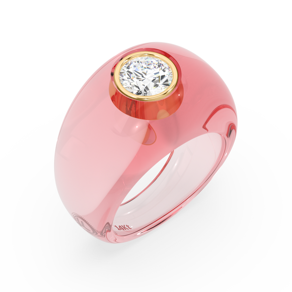 Crystal Rose Dome Ring