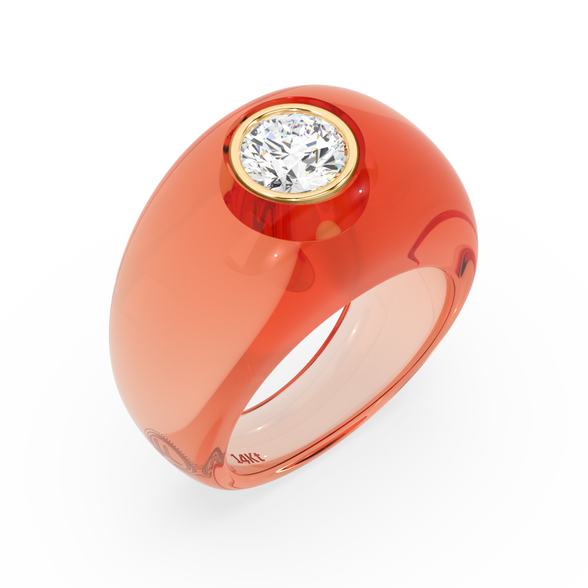 Red Orange Dome Ring