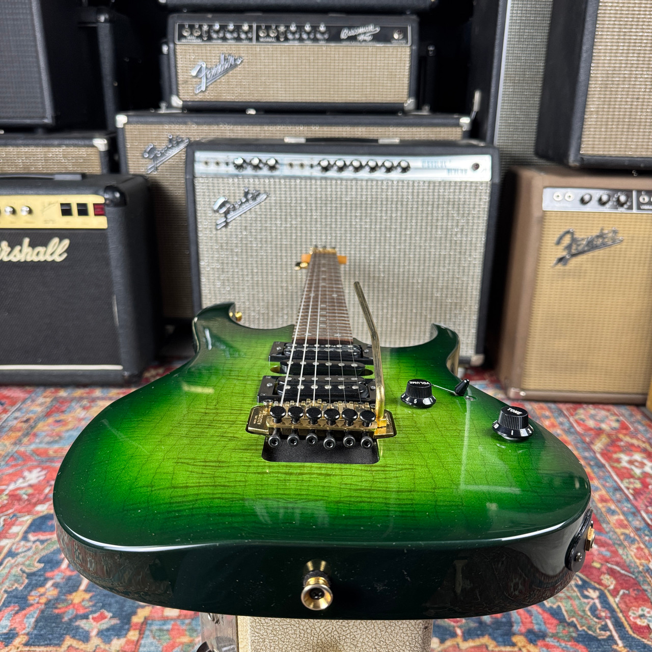 Ibanez RG370 Resincast Body Flame Maple Gravure MIJ Fujigen Green