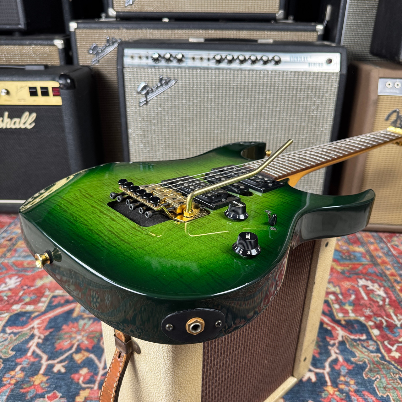 Ibanez RG370 Resincast Body Flame Maple Gravure MIJ Fujigen Green