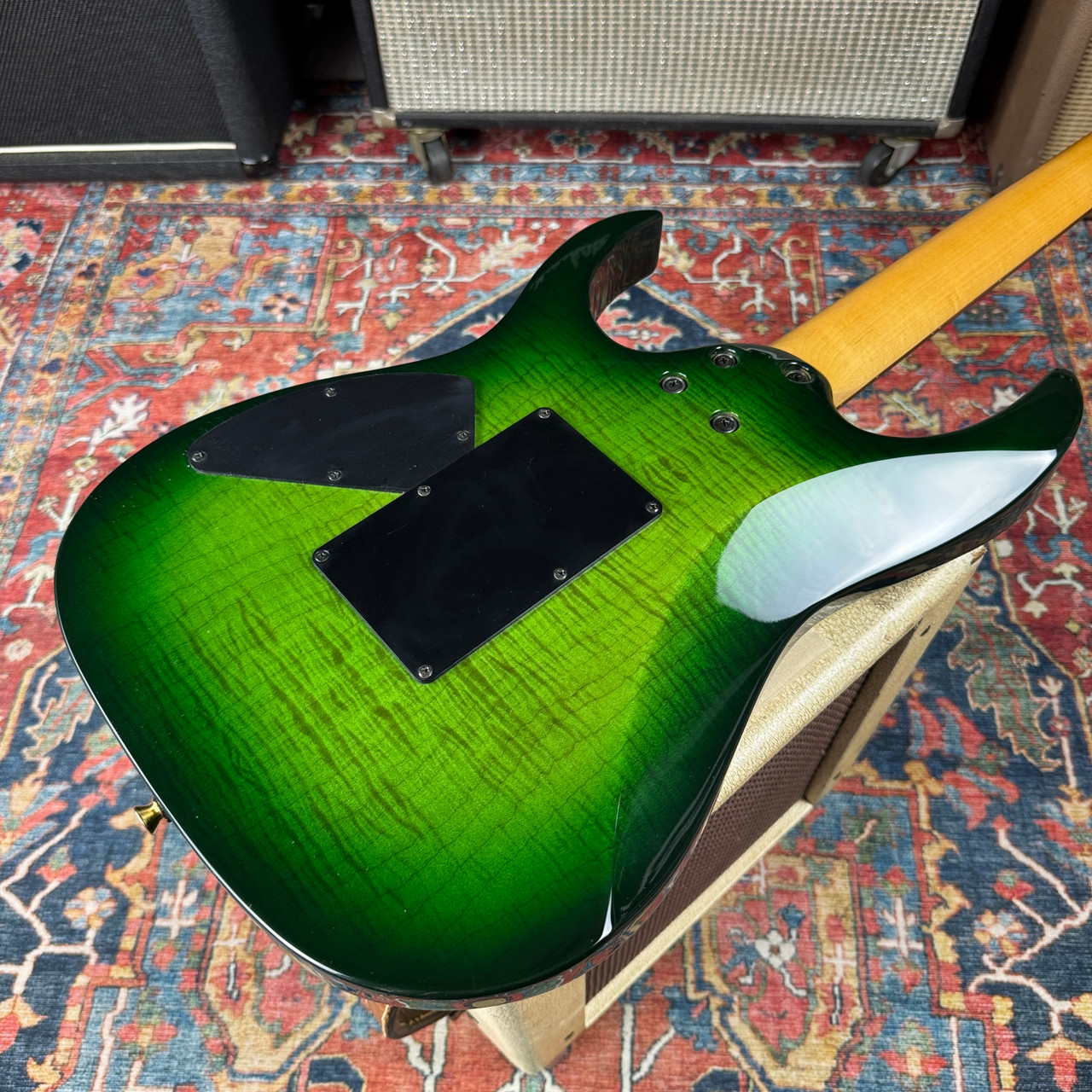 Ibanez RG370 Resincast Body Flame Maple Gravure MIJ Fujigen Green