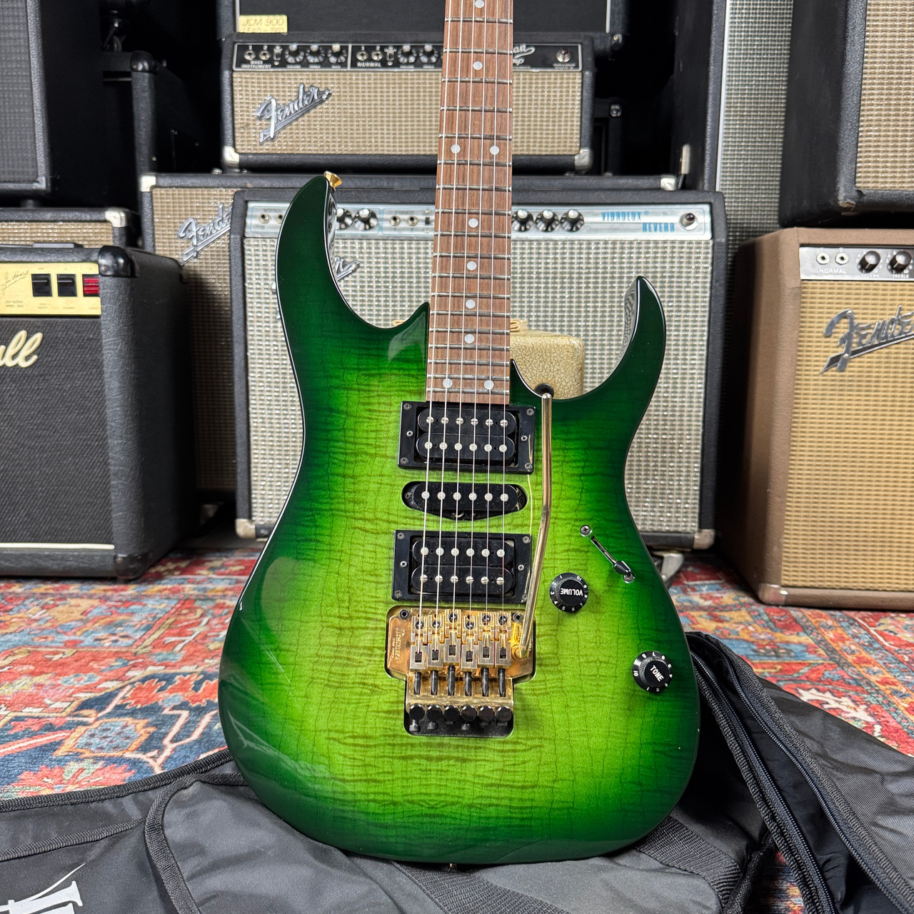 Ibanez RG370 Resincast Body Flame Maple Gravure MIJ Fujigen Green