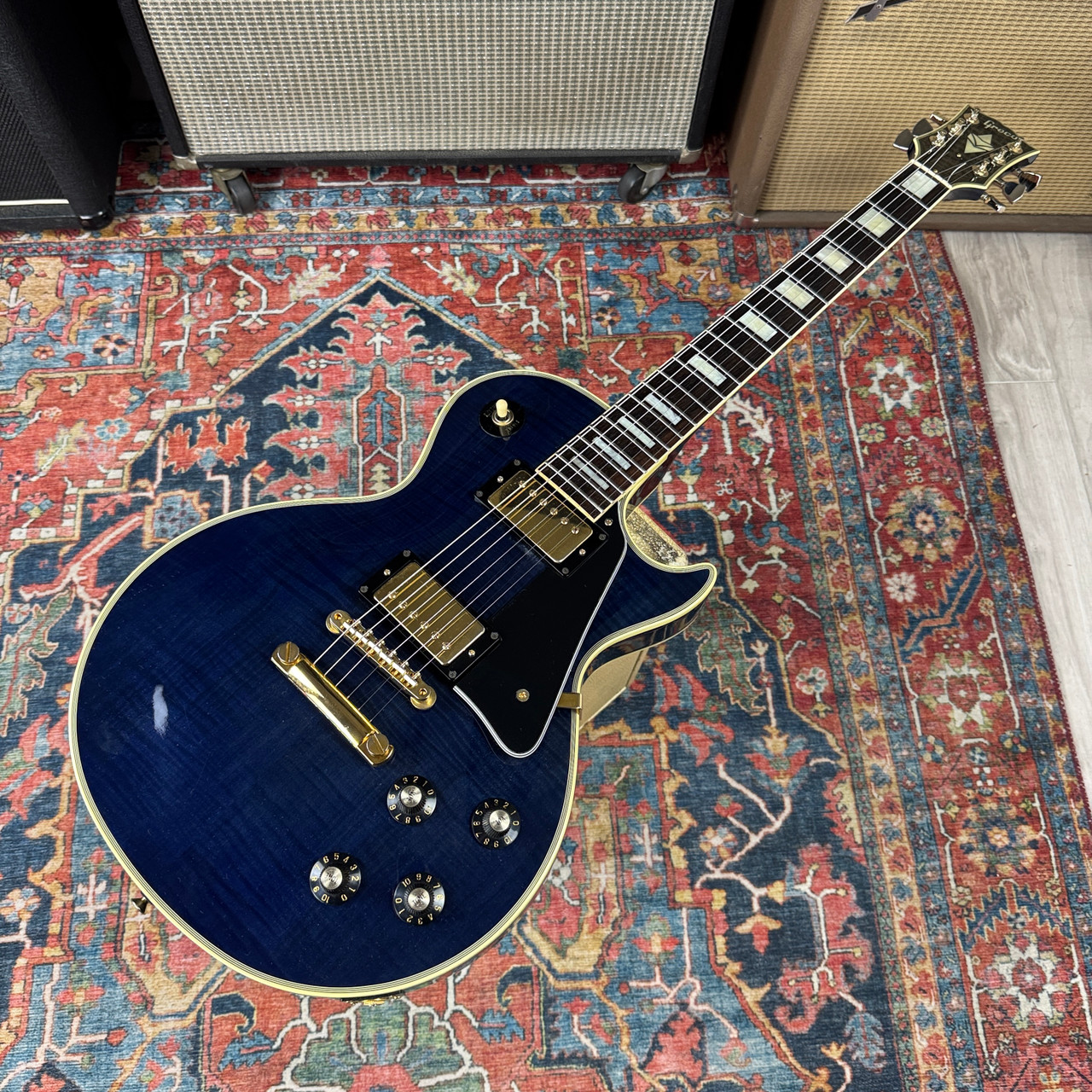 Greco Les Paul Custom Blue Flame Model EGC68- 700 Mint Collection