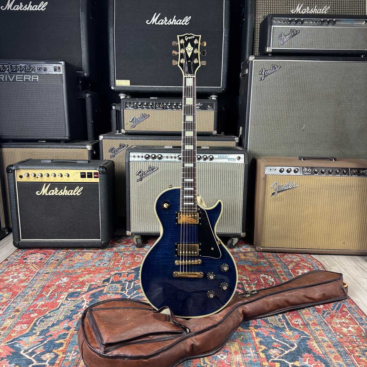 Greco Les Paul Custom Blue Flame Model EGC68- 700 Mint Collection
