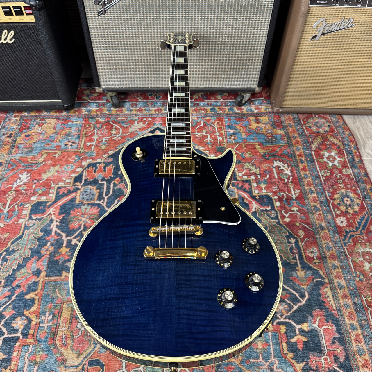 Greco Les Paul Custom Blue Flame Model EGC68- 700 Mint Collection