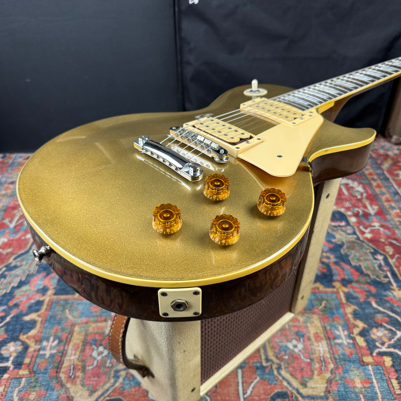 Video* Aria Pro II Les Paul Gold Top Model LS600 Slab Mahogany - 1980