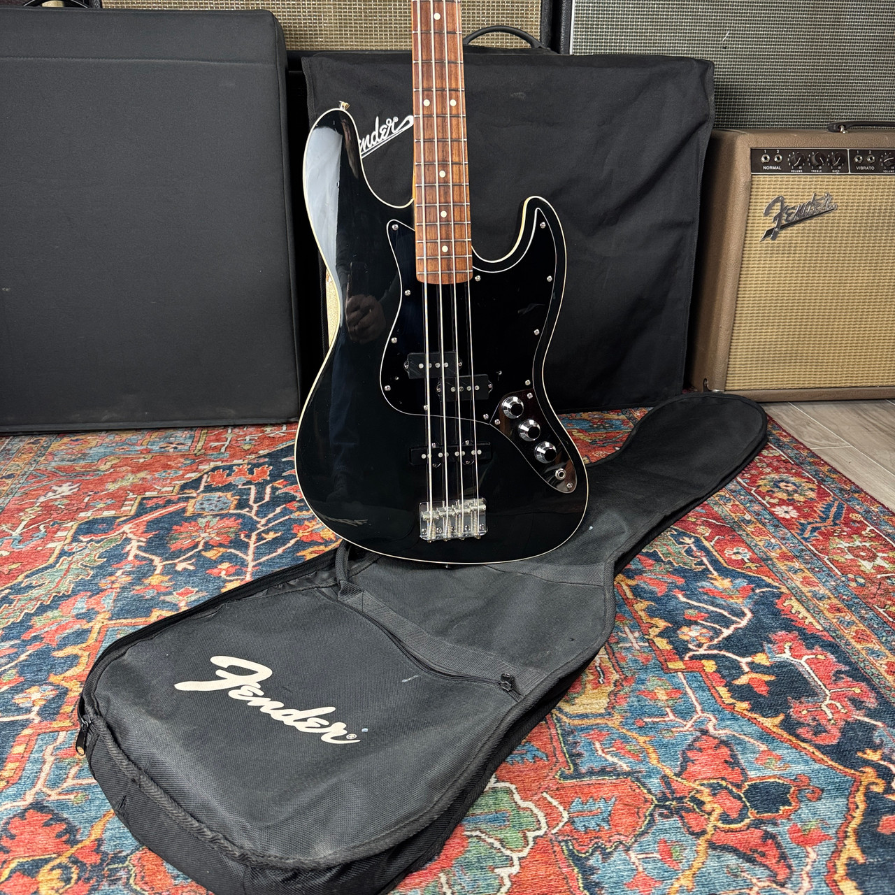 Fender Japan Aerodyne Jazz Bass Jet Black *Pro Setup, Low Action