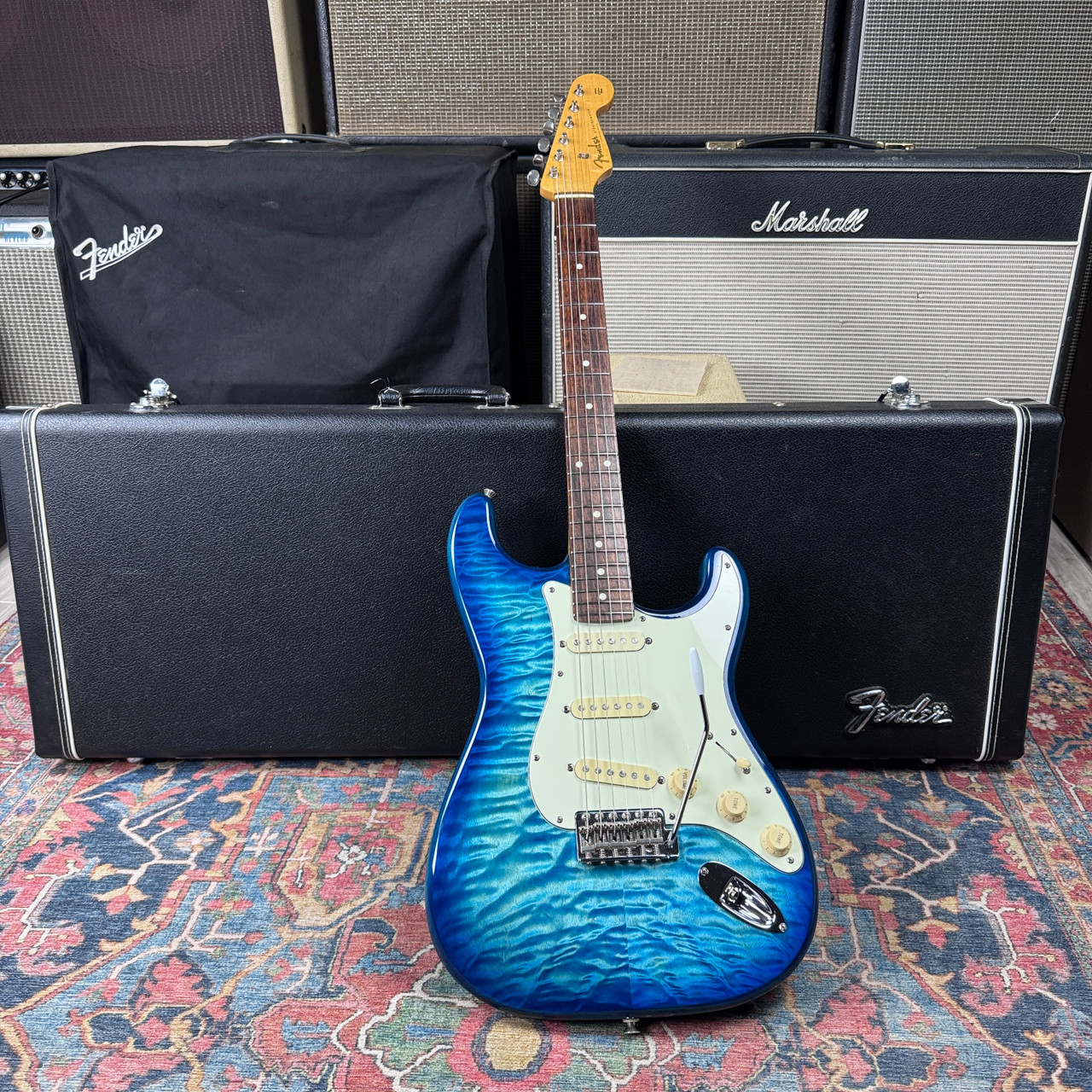 Fender FSR Quilt Top Stratocaster Model ST62-QT-AQB - Aquamarine Blue