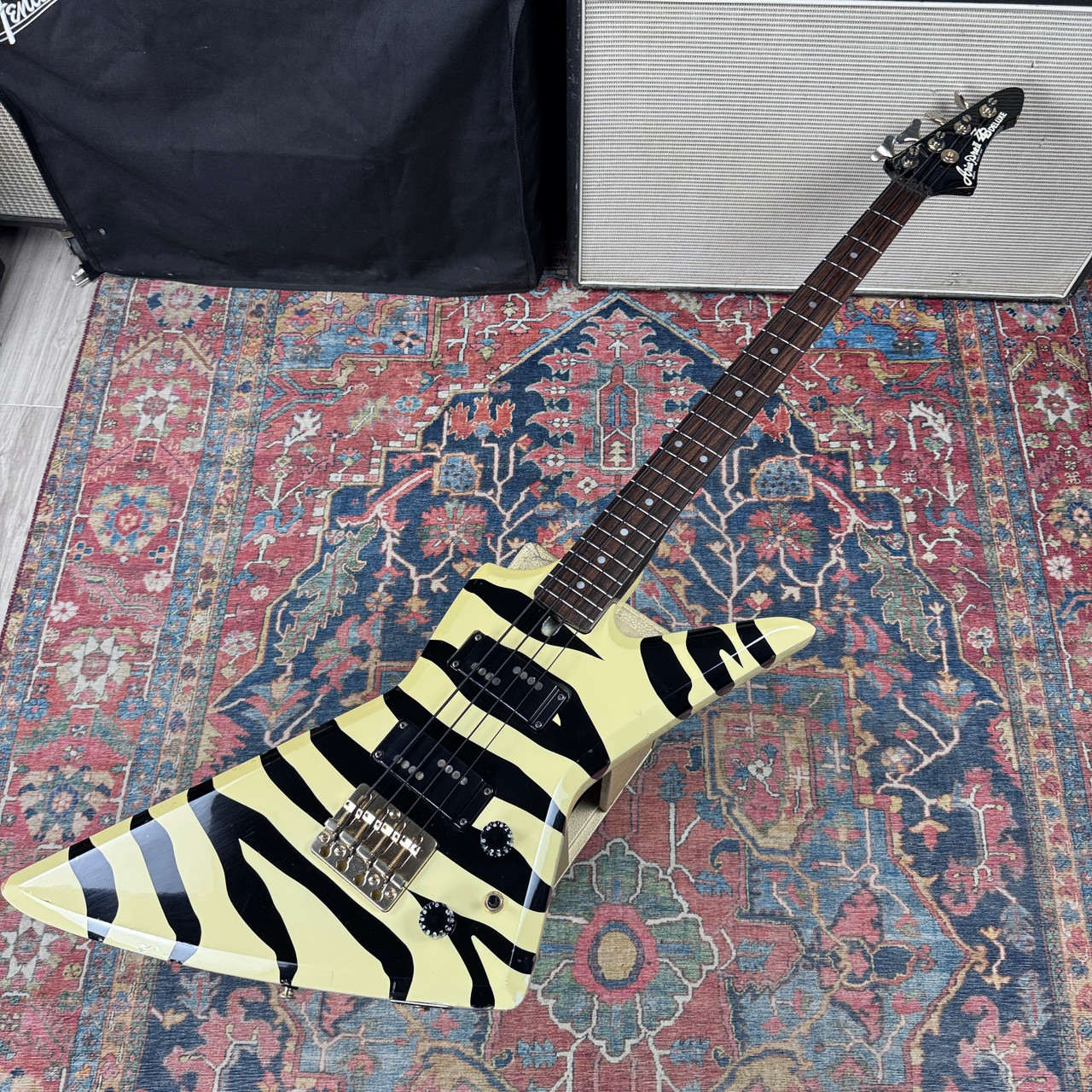 Aria Pro II ZZB Deluxe Bengal Stripe Short Scale Bass Made in