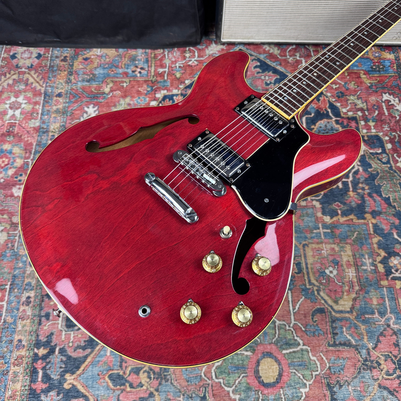 Yamaha ES-335 Style Model SA-700 Semi Hollow Persimmon Red - 1980