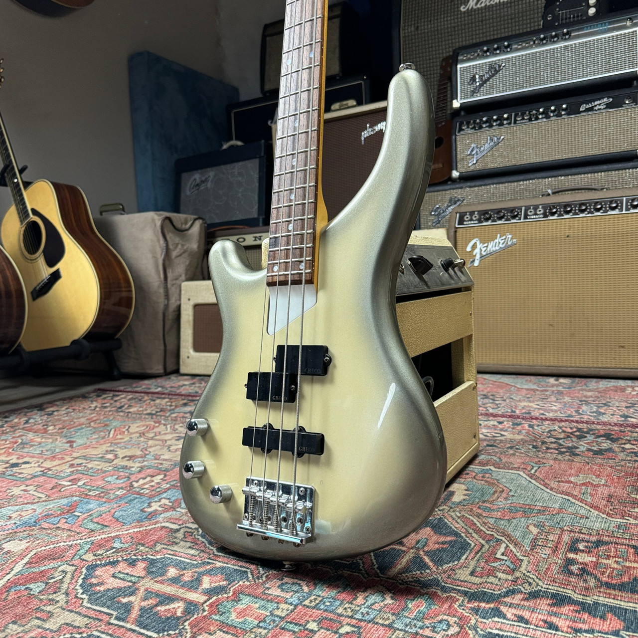 2003 Greco Phoenix Lefty Bass Cream Silverburst PXB 400