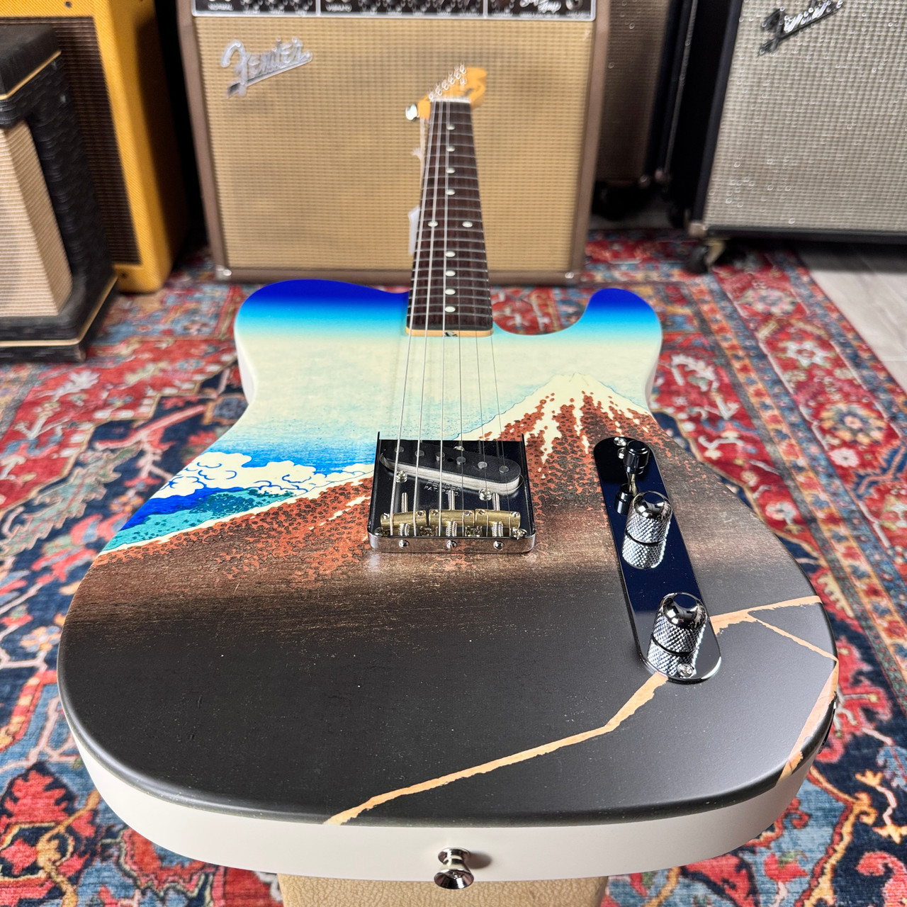 2024 Fender Japan Art Canvas Esquire by Katsushika Hokusai Mint w