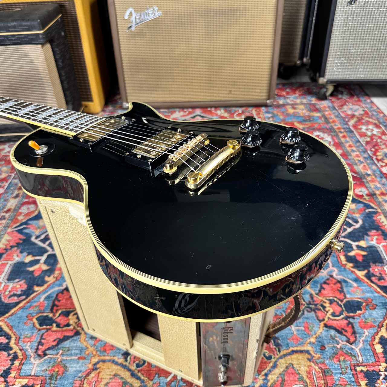 Burny RLC70 Les Paul Custom Style Black Beauty w/VH1 Pickups MIJ