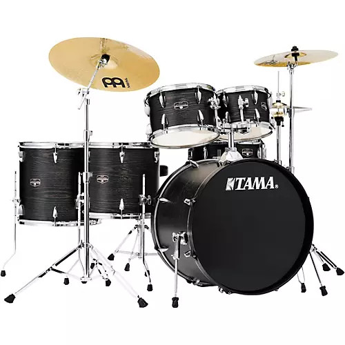 2024 Tama Imperialstar IE62C 6-piece Complete Drum Set with Snare Drum and Meinl Cymbals - Black Oak Wrap