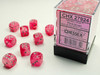 27924 - Ghostly Glow™ 12mm d6 Pink/silver Dice Block™ (36 dice)