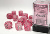 27724 - Ghostly Glow™ 16mm d6 Pink/silver Dice Block™ (12 dice)