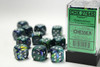 27645 - Festive® 16mm d6 Green/silver Dice Block™ (12 dice)