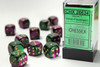 26634 - Gemini® 16mm d6 Green-Purple/gold Dice Block™ (12 dice)