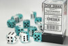 26644 - Gemini® 16mm d6 Teal-White/black Dice Block™ (12 dice)