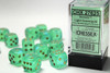 27625 - Borealis® 16mm d6 Light Green/gold Dice Block™ (12 dice)
