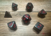 25418 - Opaque Polyhedral Black/red 7-Die Set