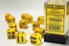 25602 - Opaque 16mm d6 Yellow/black Dice Block™ (12 dice)
