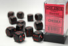 25618 - Opaque 16mm d6 Black/red Dice Block™ (12 dice)