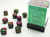 26834 - Gemini® 12mm d6 Green-Purple/gold Dice Block™ (36 dice)