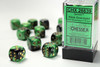 26639 - Gemini® 16mm d6 Black-Green/gold Dice Block™ (12 dice)