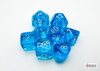 30063 - Translucent Tropical Blue/white Polyhedral 7-Die Set