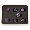 Purple Shadow Set of 7 Metal Polyhedral Dice with Silver Numbers for D20 based RPG's